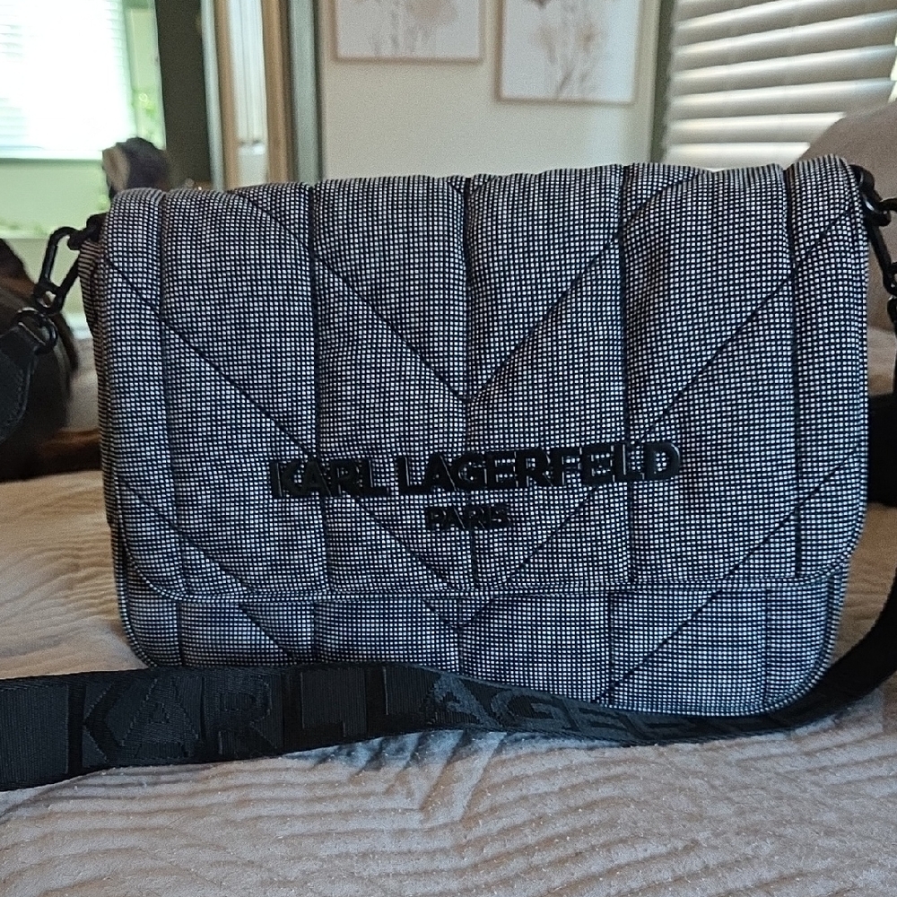 Karl Lagerfeld Gray Quilted Messenger Bag